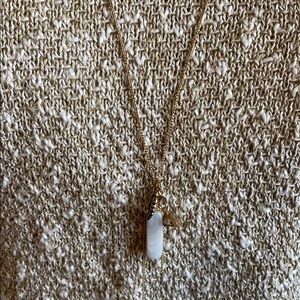 Gold 15 inch drop stone necklace